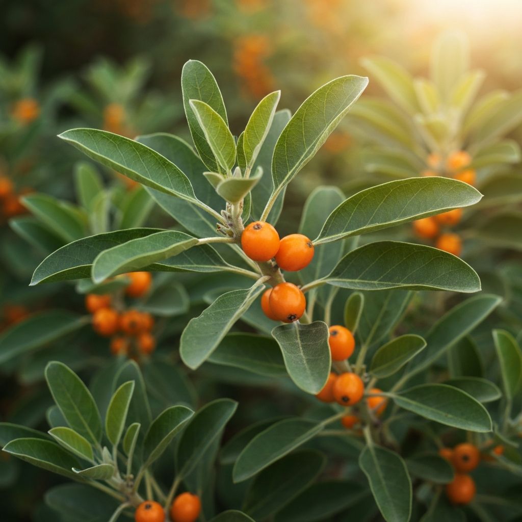 Ashwagandha plant with orange berries