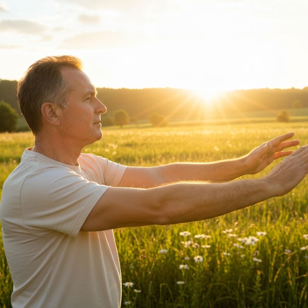 Sunny morning with natural sunlight for vitamin D production